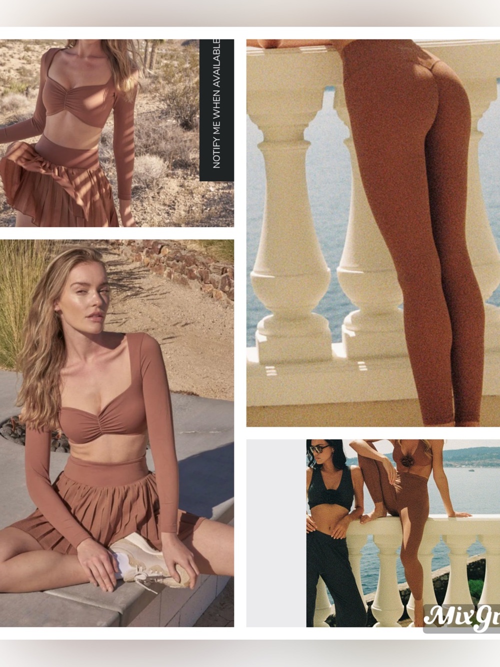 WIskii High-Waist Scrunch Bum Leggings & Long Sleeve Scrunch Top Cinnamon $180 S